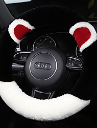cheap -1Pcs Winter Fashion Wool Fur Soft Furry Steering Wheel Covers Cartoon Fluffy Cover Fuzz Warm Non-slip Car Decoration Long Hair  Interior Accessories for Women Fit 15 to 17 inch