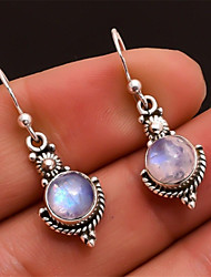 cheap -best selling new moonstone retro earrings    fashion thai silver colorful gemstone ear hook ear jewelry