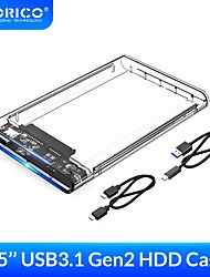 cheap -ORICO 2.5 Inch Transparent HDD Case SATA to USB 3.1 Gen2 10Gbps External Hard Drive Case HDD Enclosure SSD Disk Case Support UASP
