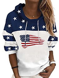 cheap -women&#039;s casual hoodie american flag cross heart sweatshirt tops print long sleeve pullover