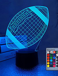 cheap -Football 3D Lamp Optical Illusion Night Light 16 Color Changing Touch Switch Acrylic Flat &amp; ABS Base &amp; USB Cable Decoration Lamps for Christmas Gift