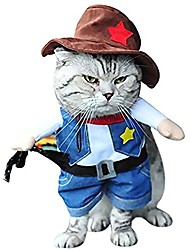 cheap -Funny Cowboy cat Costume Puppy Clothes for Small Dogs Cosplay Apparel Outfit cat Accessories (Small)