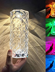 cheap -Crystal Table Lamp Rose Projector RGB Night Light 16 Colors Adjustable Romantic Diamond Atmosphere Light Rechargeable Dimmer Lights  For Bedroom Bedside Decor Touch Lighting With Remote Controller