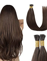 cheap -I Tip Hair Extensions Human Hair Brown 50 Grams/Package Pre Bonded Hair Extensions Human Hair Fusion 18 inches Remy Straight Stick Tip Real Human Hair Extensions #6