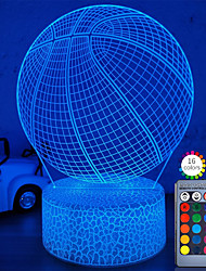 cheap -Basketball 3D Illusion Night Light Birthday Gift Lamp 16 Color Changing Dimmable Table Lamp with Touch &amp; Remote Control Xmas Decoration LED Lights Basketball Toys for Boys