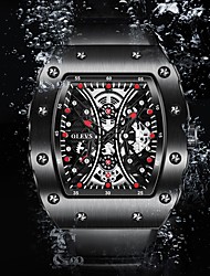 cheap -OLEVS Tonneau Quartz Watches Men Steampunk Fashion Sports Waterproof Stainless Steel Wristwatch Men&#039;s trendy casual watches