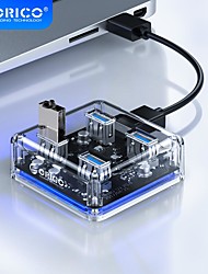 cheap -ORICO Transparent USB HUB 4 Ports 4*USB3.0 Adapter Splitter Support External Micro USB Power Supply for Desktop Laptop Accessories