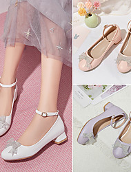 cheap -Girls&#039; Heels Flower Girl Shoes Princess Shoes PU Big Kids(7years +) Wedding Prom White Black Purple Spring Summer / Rubber