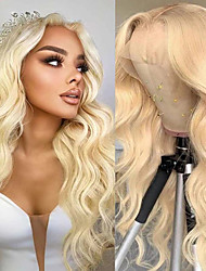 cheap -Remy Human Hair 13x4 Lace Front Wig Brazilian Hair Body Wave with Baby Hair &amp; Bleached Knots for Women