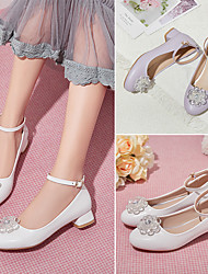 cheap -Girls&#039; Heels Flower Girl Shoes Princess Shoes PU Big Kids(7years +) Wedding Prom Flower White Black Purple Spring Summer