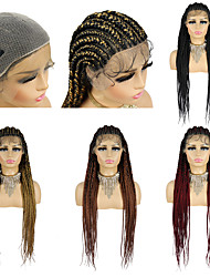 cheap -36 Inches Box Braided Synthetic Wigs With Baby Hair Ombre Color African Cornrow Braids Wig For Black Women Lace Front Wigs Free Cap