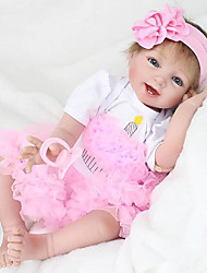 cheap -22 inch Reborn Doll Baby Girl Reborn Baby Doll lifelike Hand Made Non Toxic Tipped and Sealed Nails Natural Skin Tone Cloth 3/4 Silicone Limbs and Cotton Filled Body with Clothes and Accessories for