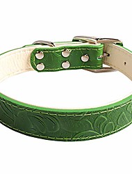 cheap -Leather Dog Collar Genuine Leather, Super Soft Leather Adjustable Dog Collar with Alloy Hardware Fashion Look, Premium Quality, Green for Small Medium and Large Dogs