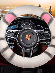 cheap -1Pcs Winter Fashion Wool Fur Soft Furry Steering Wheel Covers Cartoon Fluffy Cover Fuzz Warm Non-slip Car Decoration Long Hair  Interior Accessories for Women Fit 15 to 17 inch