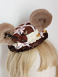 cheap -Hand-made Lolita Plush Bear Ear Hat Hair Accessory Sweetheart Chocolate Cute Bear Ear Headdress Lolita