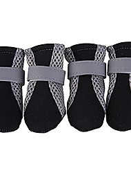cheap -4Pcs Pet Dog Shoes Non-Slip Soft Sole Breathable Mesh Adjustable Straps Boots Dog Boots for Small Medium Large Dogs - Black S