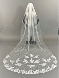 cheap -One-tier Party / Evening / Lace Applique Edge Wedding Veil Chapel Veils with Appliques / Paillette 78.74 in (200cm) Organza