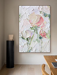 cheap -Oil Painting Handmade Hand Painted Wall Art Abstract Plant Floral  White Flowers Home Decoration Decor Stretched Frame Ready to Hang