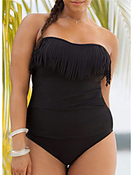 cheap -Women&#039;s Swimwear One Piece Monokini Plus Size Swimsuit Tummy Control Open Back for Big Busts Solid Color White Black Tube Top Strapless Bathing Suits New Casual Vacation / Modern / Padded Bras