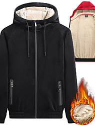 cheap -men&#039;s warm hoodie sweatshirt running workout cardigan fleece coat winter hooded cardigan sweater fleece lined padded warm keeping berber coat zipper hooded sportswear