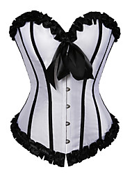 cheap -Corset Women&#039;s Corsets Comfortable Overbust Corset Backless Tummy Control Push Up Stripe Hook &amp; Eye Lace Up Polyester Wedding Party Party &amp; Evening Club All Seasons Green Blue White / Bow / Tie Back