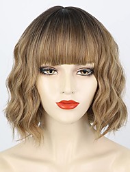 cheap -Synthetic Wig Wavy Bob Machine Made Wig Short Light golden Light Brown Dark Brown Wine Red Black / Brown Synthetic Hair Women&#039;s Cosplay Party Fashion Pink Black Brown / Party / Evening / Daily