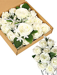 cheap -Artificial Flowers Blush Roses Set Realistic Fake Roses for DIY Wedding Bouquets Centerpieces Arrangements Wedding Party Baby Shower Home Decorations