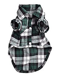 cheap -1pc Dog Plaid Shirt Pet Polo Clothes T-Shirt, All Seasons Dog Tee, Strechy Christmas Costumes for Small Breeds Puppy Cat (Green, L)