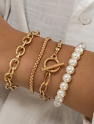 cheap -Women&#039;s Bracelets Chic &amp; Modern Street Geometry Bracelets &amp; Bangles / Imitation Pearl / Gold / Silver / Fall / Winter