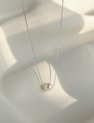 cheap -long rui pearl necklace female niche simple temperament box chain korean silver plated cold wind short clavicle chain necklace