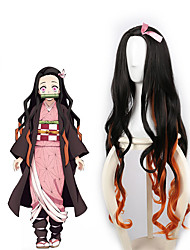 cheap -Demon Slayer: Kimetsu no Yaiba Kamado Nezuko Cosplay Wigs Women&#039;s Layered Haircut 70 inch Heat Resistant Fiber Body Wave Black Yellow Adults&#039; Anime Wig