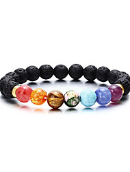 cheap -hot selling  natural volcanic stone colorful seven chakra bracelet agate stone beads bracelet