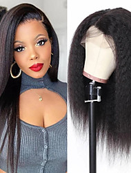 cheap -130% Density High Quality 100% Human Hair Full Lace Wig with Kinky Straight Free Part Brazilian Hair Wig with Baby Hair