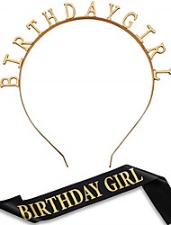 cheap -1 Pc Birthday Party BIRTHDAY GIRL Headband Shoulder Strap Etiquette Belt Set Girl Headdress Hair Accessories Party Supplies