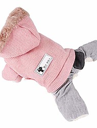 cheap -Pet Winter Warm Clothes Cats Dogs Cotton Fleece Hooded Warm Four Legged Coverall Dogs Rabbit Hair Cotton Coat Cats Thick Jacket Jacket(XL, Pink)