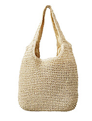 cheap -Women&#039;s Unisex Straw Bag Tote Straw Bag Straw Plain Shopping Daily khaki Beige