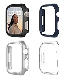 cheap -[4 Pack] Compatible with Apple Watch Series 7 41mm Case, Hard PC Protective Cover for iWatch 7 Accessories 41mm, (No Screen Protector) Black+Silver+Blue+Clear
