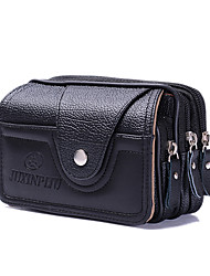 cheap -Men&#039;s Coin Purse Mobile Phone Bag Cowhide Daily Coffee Lychee Three Layers 16cm Black Lychee Three Layers 16cm