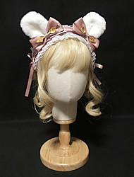 cheap -Hair Accessories Plush Bunny Ears Headdress Hairband Sweet Girl Bow Lolita Cute Headdress Anime Hairpin
