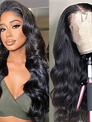 cheap -Lace Front Wigs Human Hair 18-32 Inch Body Wave Lace Frontal Wigs For Black Woman 13x4 Lace Front Wigs Pre Plucked Hairline with Baby Hair 150% Density 10A Natural Black Hair Wig