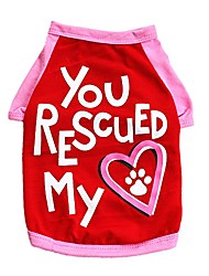 cheap -Pet Shirt You Rescued My Heart Puppy T Shirt Dog Footprints Letter Vest Pullover Top Pet Dog Cat Costumes (M, Red)