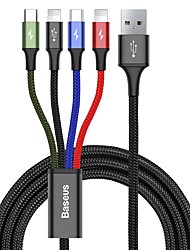 cheap -BASEUS Multi Charging Cable USAMS Multiple Charger Cord Nylon Braided 4ft/1.2m 4 in 1 USB Charge Cord with iPhone/Type C/Micro USB Connector for Phone/Galaxy S9/S8/S7 and More