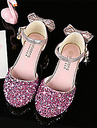 cheap -girls high heels, little princess show leather shoes, silver children&#039;s matching dress, big children&#039;s catwalk stage crystal shoes