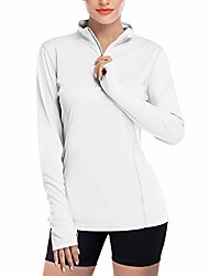cheap -Women&#039;s Long Sleeve Shirts UPF 50+ Sun Protection Tops Half-Zip Lightweight Outdoor Running Hiking Performance Workout Shirts Q13-White-M