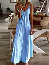 cheap -Women&#039;s Swing Dress Maxi long Dress Blue Pink Gray Yellow Sleeveless Color Gradient Backless Summer V Neck Hot Regular Fit 2022 S M L XL XXL 3XL 4XL 5XL / Plus Size / Plus Size