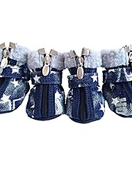 cheap -Pet Dog Shoes, 4PcsSnow Small Dog Boots Waterproof Skidproof Winter Warm Protective Boots with Adjustable Straps for Small Puppy Antiskid Shoes (#5, Blue)
