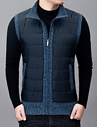 cheap -Men&#039;s Winter Thick Warm Knitted Sweater Vest Sweaters Jackets Cardigan Coats Winter Zipper Warm Sleeveless Quilted Cardigan Sweatercoat Vest Casual Knitwear