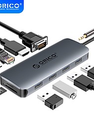 cheap -ORICO High Speed LED Indicator USB 3.0 USB C to VGA USB 3.0 USB 3.1 RJ45 3.5mm Audio SD Card TF Card HDMI PD 3.0 USB Hub 11 Ports For Windows, PC, Laptop