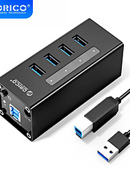 cheap -ORICO A3H4 Aluminum High Speed 4 Port USB 4*3.0 HUB with 12V Power Adapter Support BC1.2 Charging Splitter for MacBook