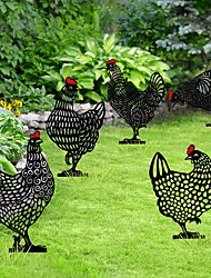 cheap -Garden Insert Chicken Yard Art Acrylic Simulation Black Chicken Ornaments Hollow Rooster Garden Decoration 2PCS minimun